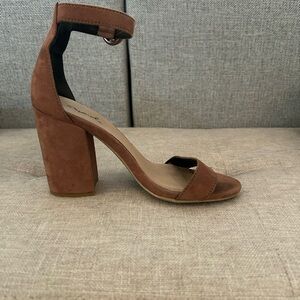 Brown Suede Block Heels